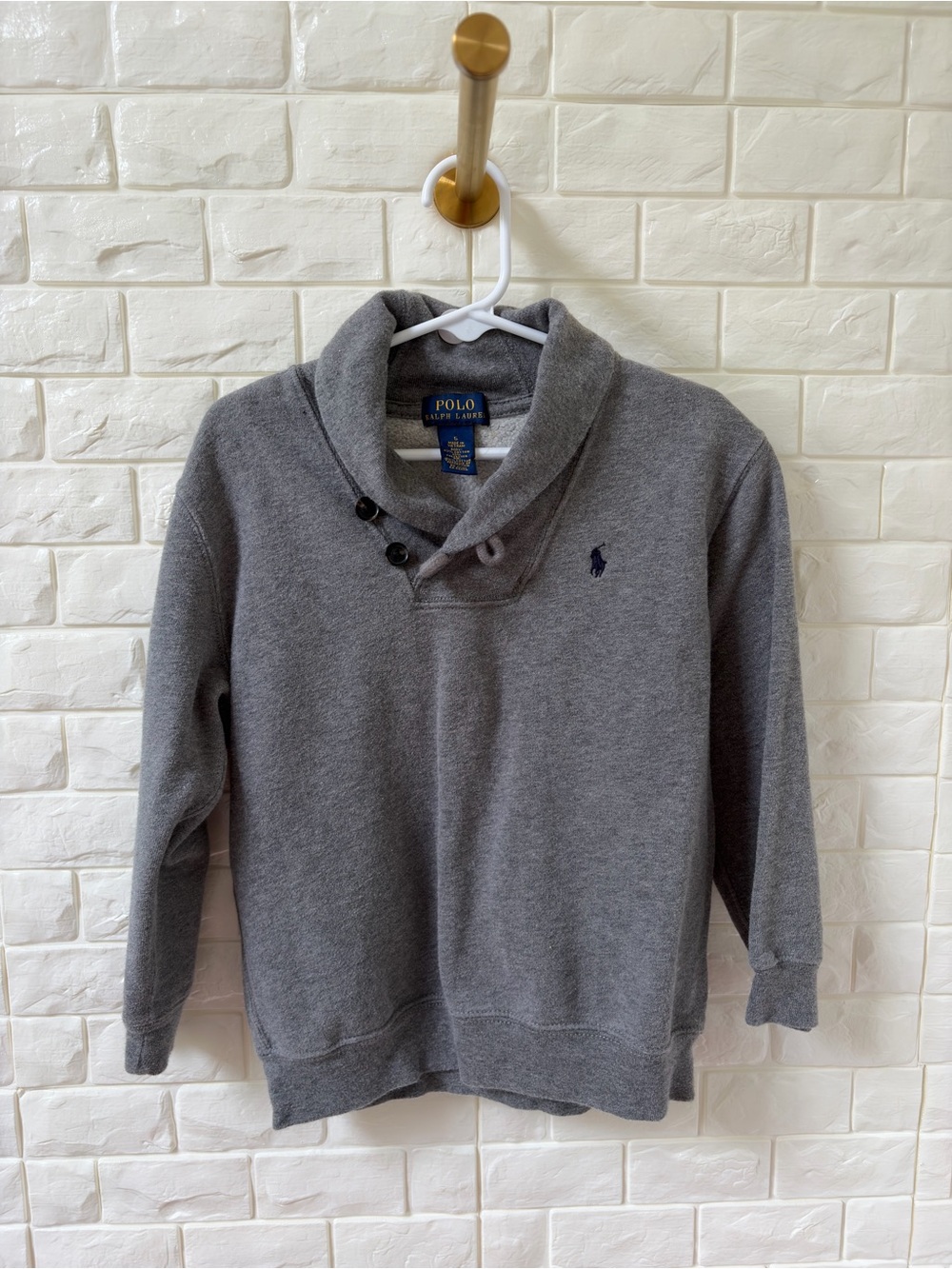 Polo by Ralph Lauren Gray Shawl-Collar Sweater
